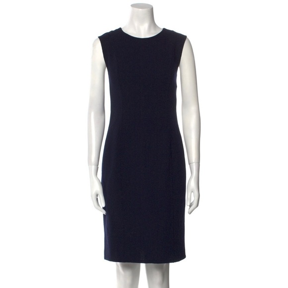 Bill Blass Vintage 1990s Blue Sleeveless Crewneck Knee-Length Shift Dress Size S - Picture 1 of 10